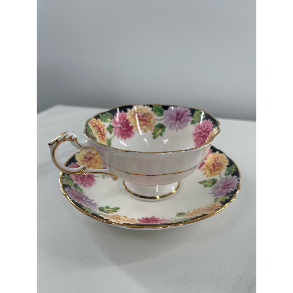 1939 Vintage PARAGON Fine Bone China Cup & Saucer CHRYSANTHEMUM (MUMS) FLOWERS - Picture 10 of 11